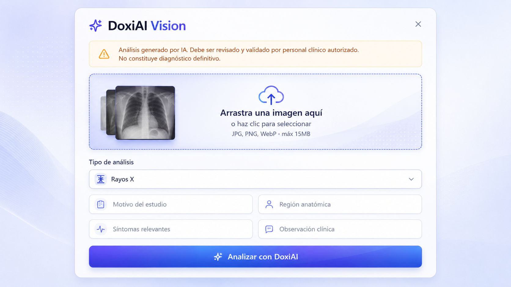 DoxiAI Vision · análisis asistido de imágenes médicas